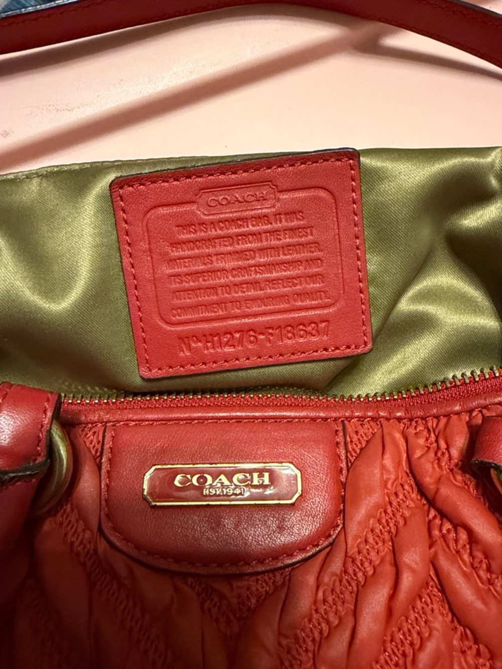 Coach Madison Chevron Nylon Quilted Shoulder Bag w Strap style no 18637 - Picture 2 of 8